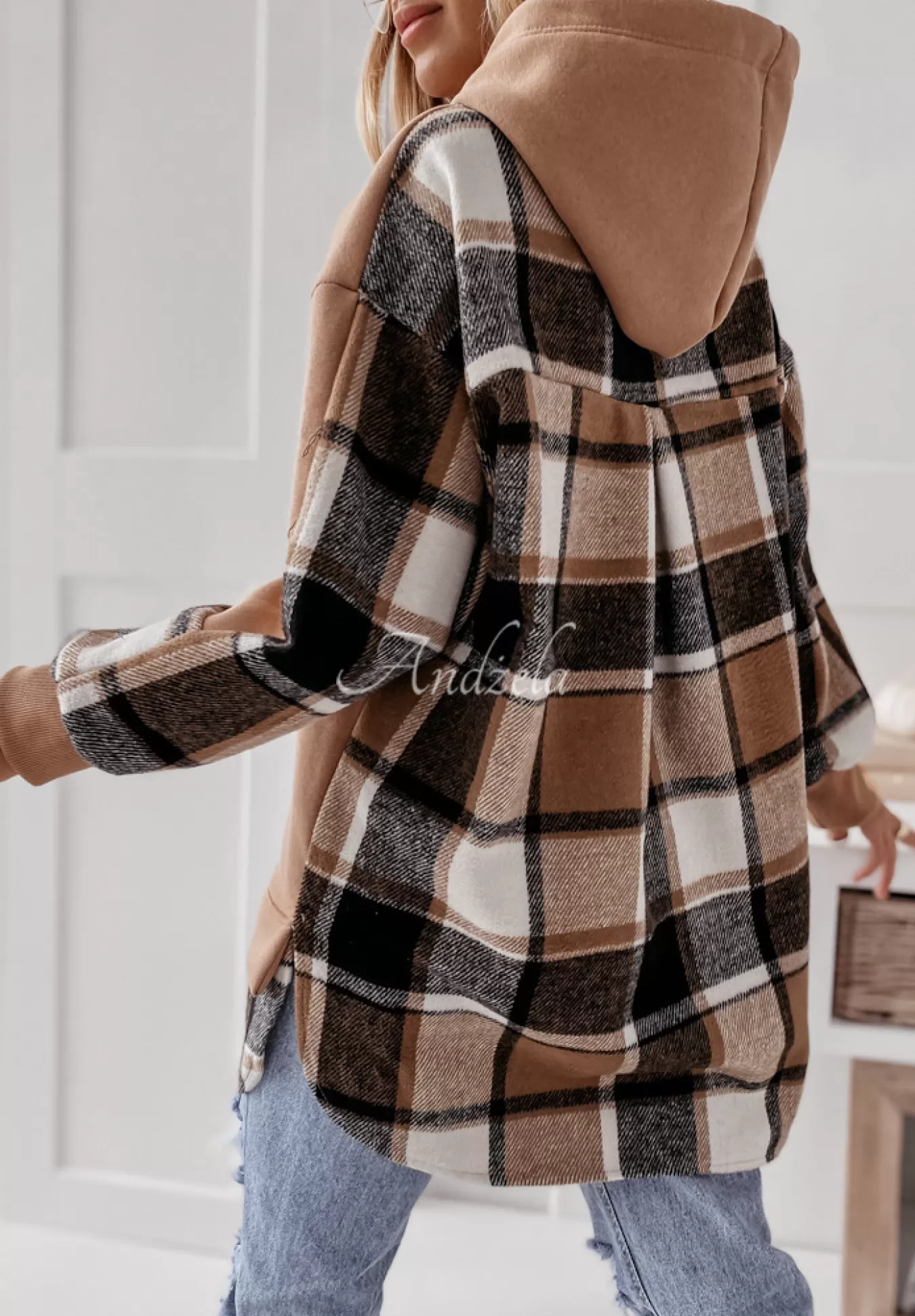 Online Bluza Oversize W Krate Z Kapturem Johnson Camelowa Kobieta Bluzy