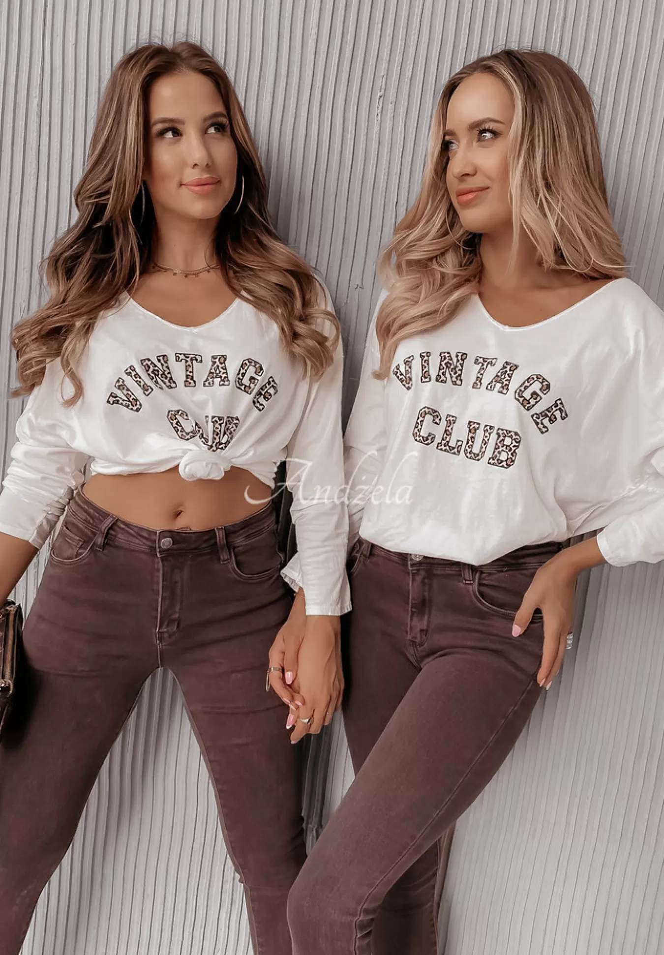 Fashion Bluzka Z Nadrukiem Vintage Club Ecru Kobieta Bluzki