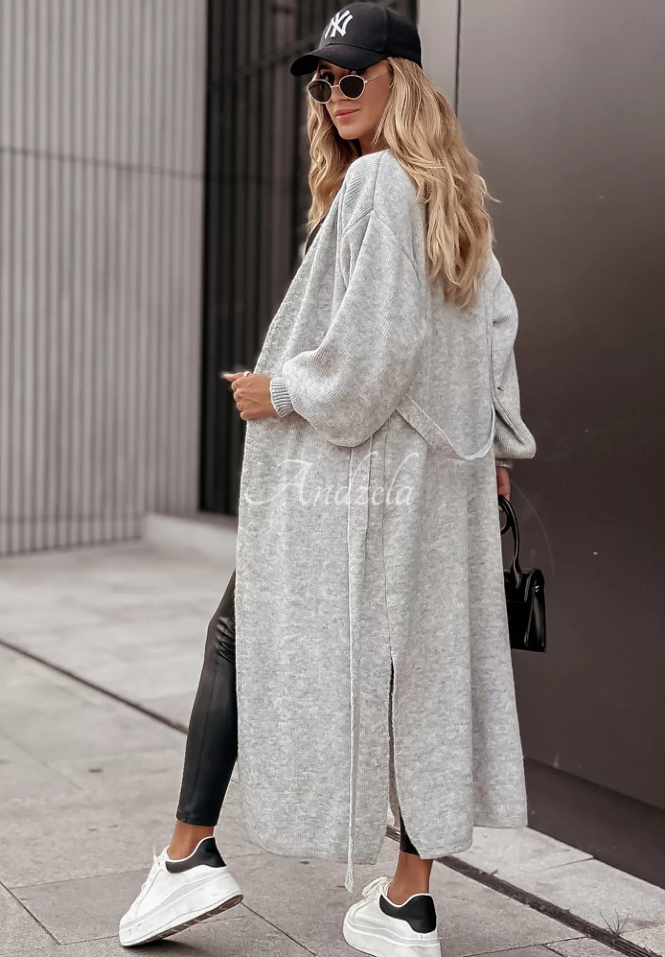 Sale Dlugi Kardigan Oversize Z Bufkami Always And Forever Szary Kobieta Kardigany