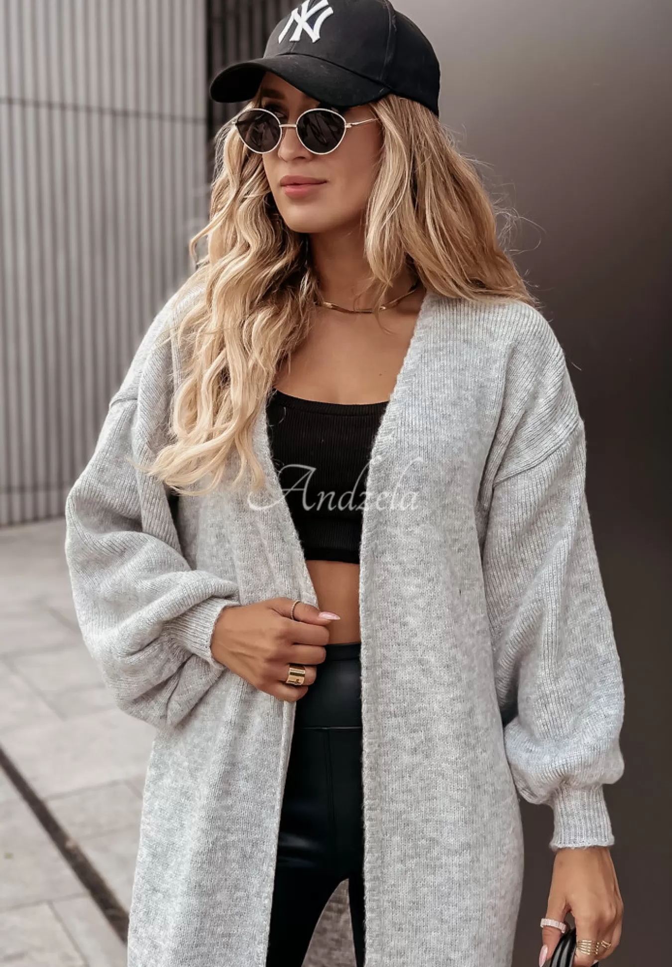 Sale Dlugi Kardigan Oversize Z Bufkami Always And Forever Szary Kobieta Kardigany