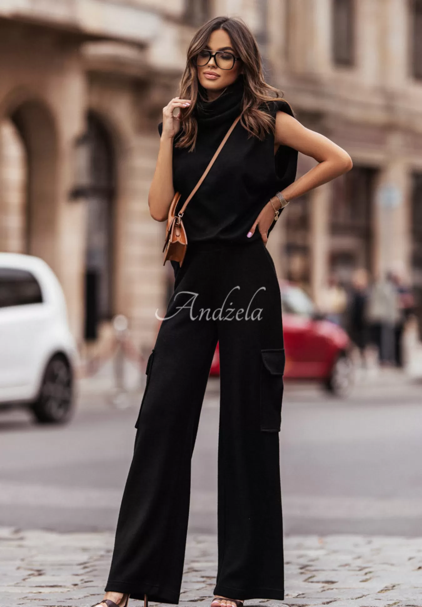 Fashion Dzianinowe Spodnie Z Kieszeniami Cocomore Behind My Smile Czarne Kobieta Spodnie