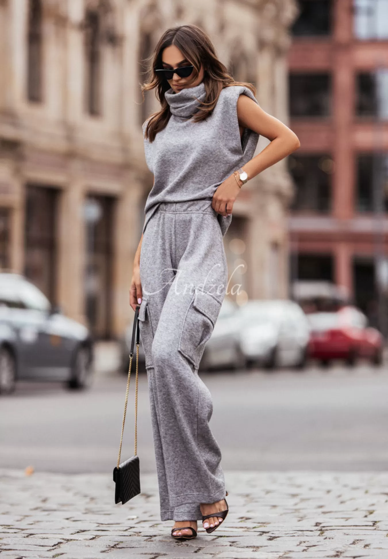 Fashion Dzianinowy Top Z Golfem Cocomore Behind My Smile Szary Kobieta Topy