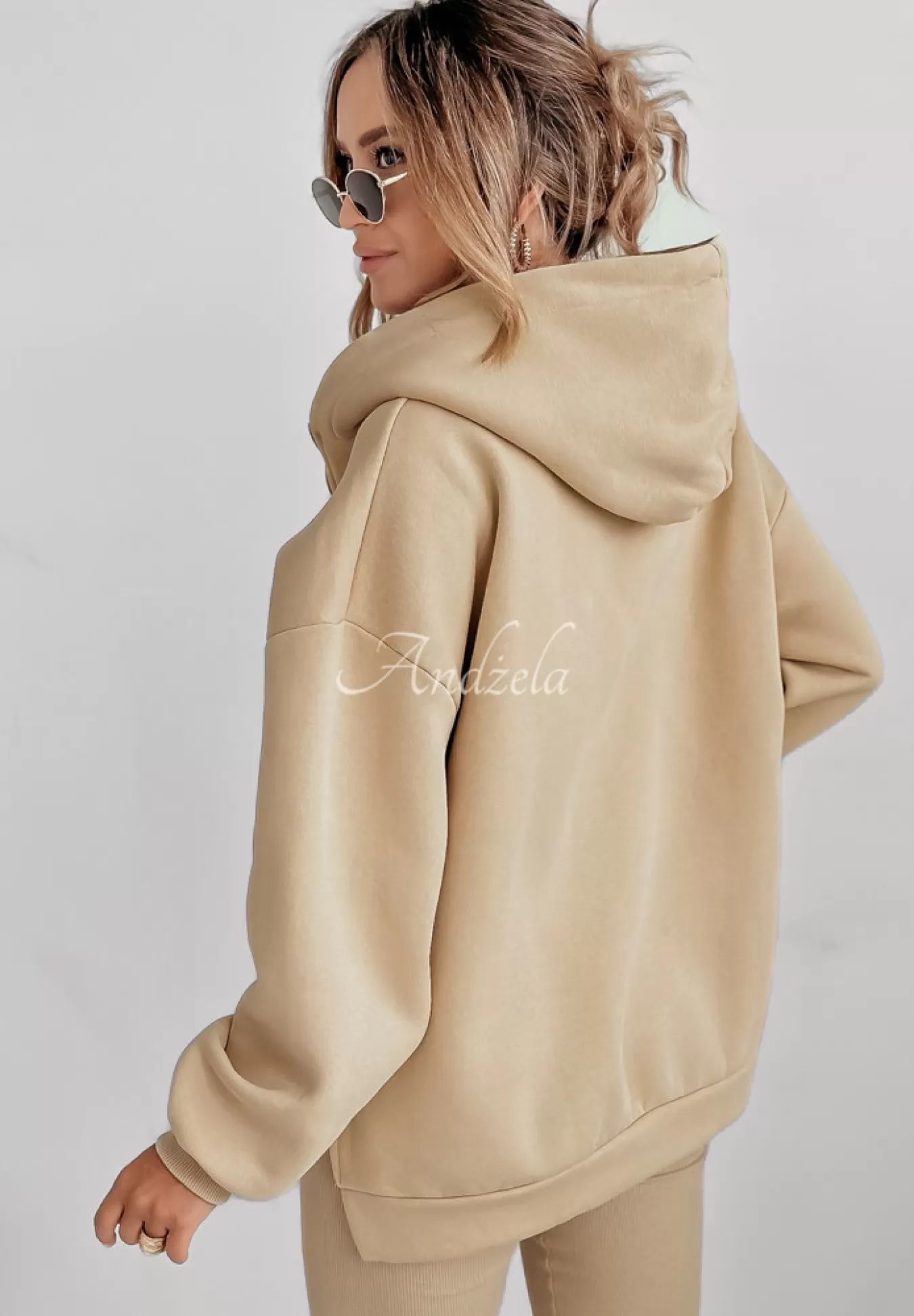 Flash Sale Komplet Dresowy 3In1 Bluza, Legginsy I Top Classic Comfort Bezowy Kobieta Topy