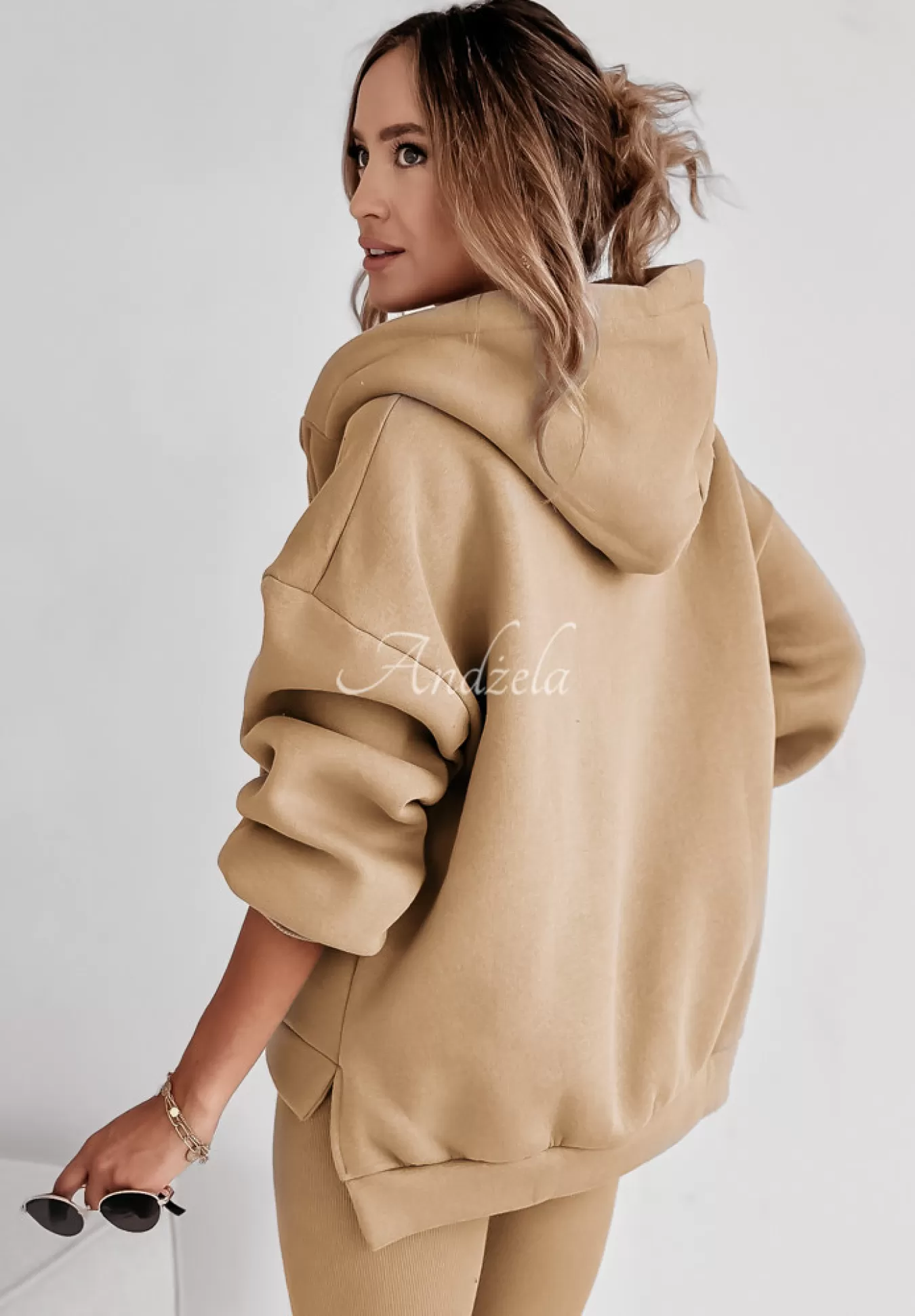 Store Komplet Dresowy 3In1 Bluza, Legginsy I Top Classic Comfort Camelowy Kobieta Topy