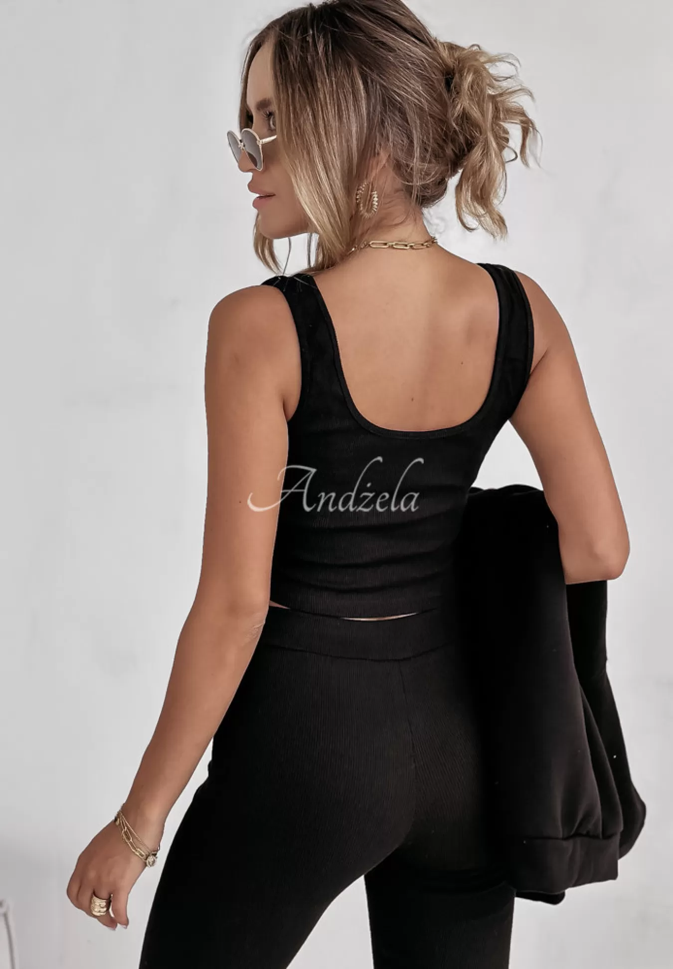 Best Sale Komplet Dresowy 3In1 Bluza, Legginsy I Top Classic Comfort Czarny Kobieta Topy