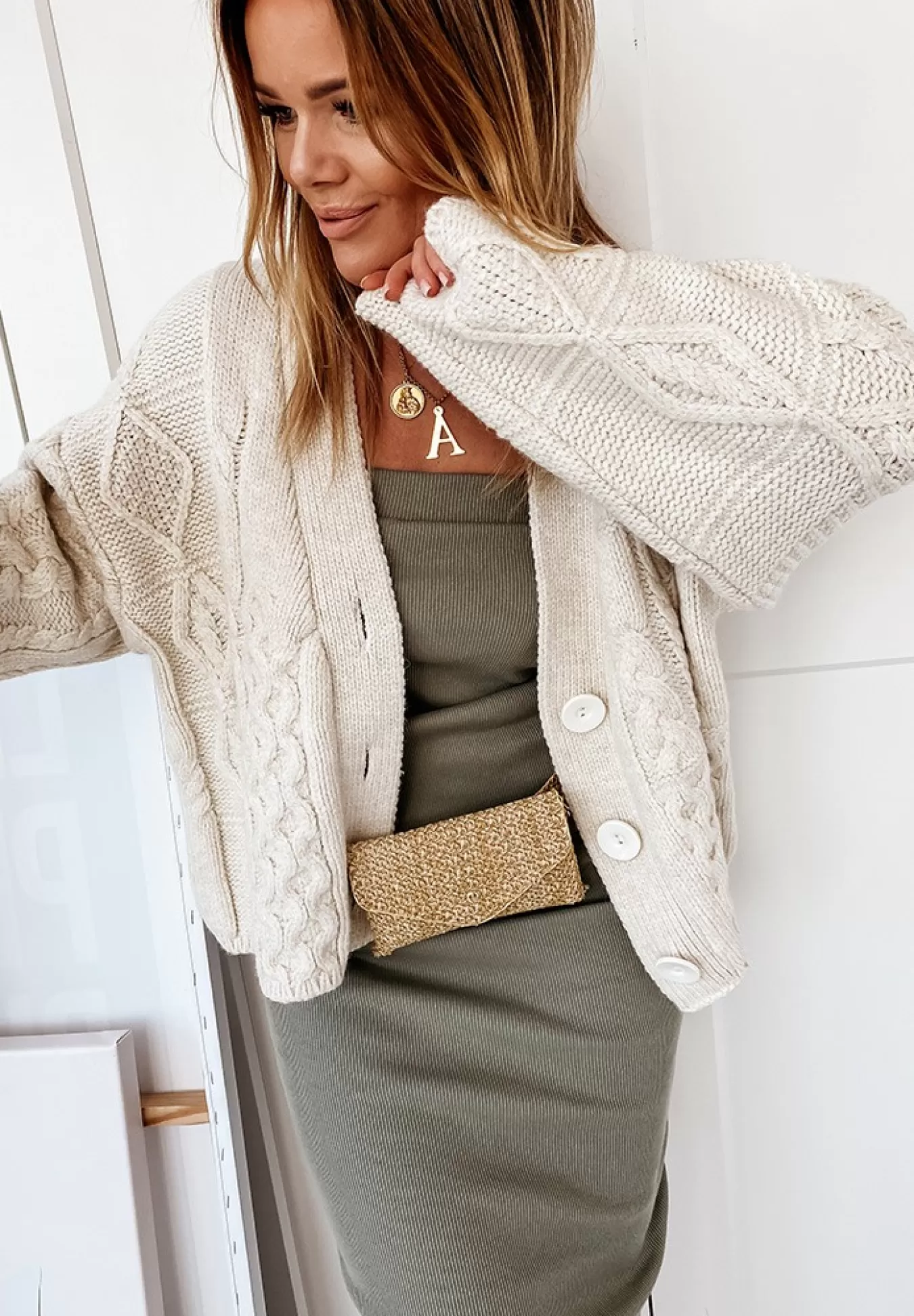 Shop Krotki Kardigan Oversize Cocomore More Ecru Kobieta Kardigany