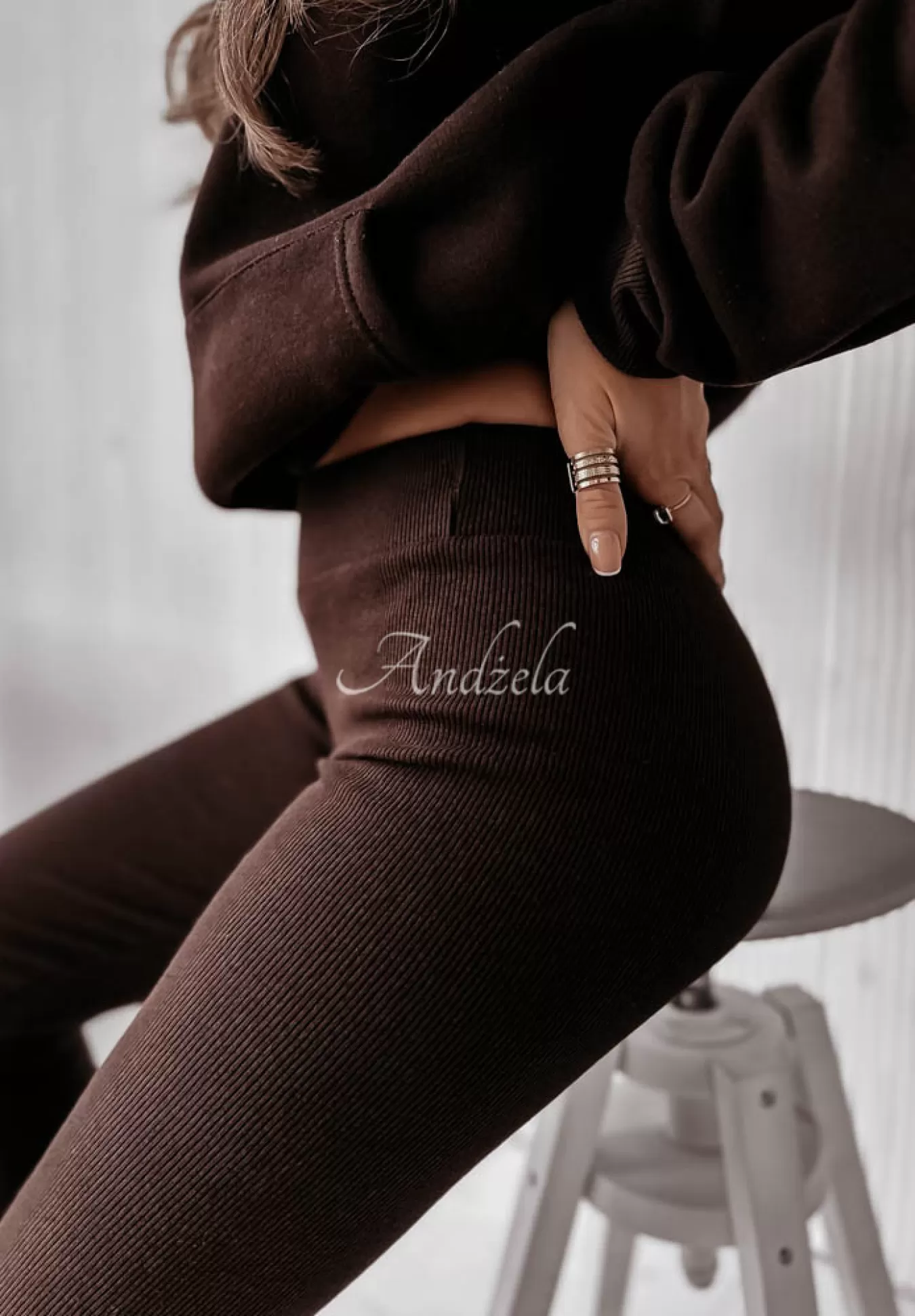 Online Prazkowane Legginsy Siempre Czekoladowe Kobieta Legginsy