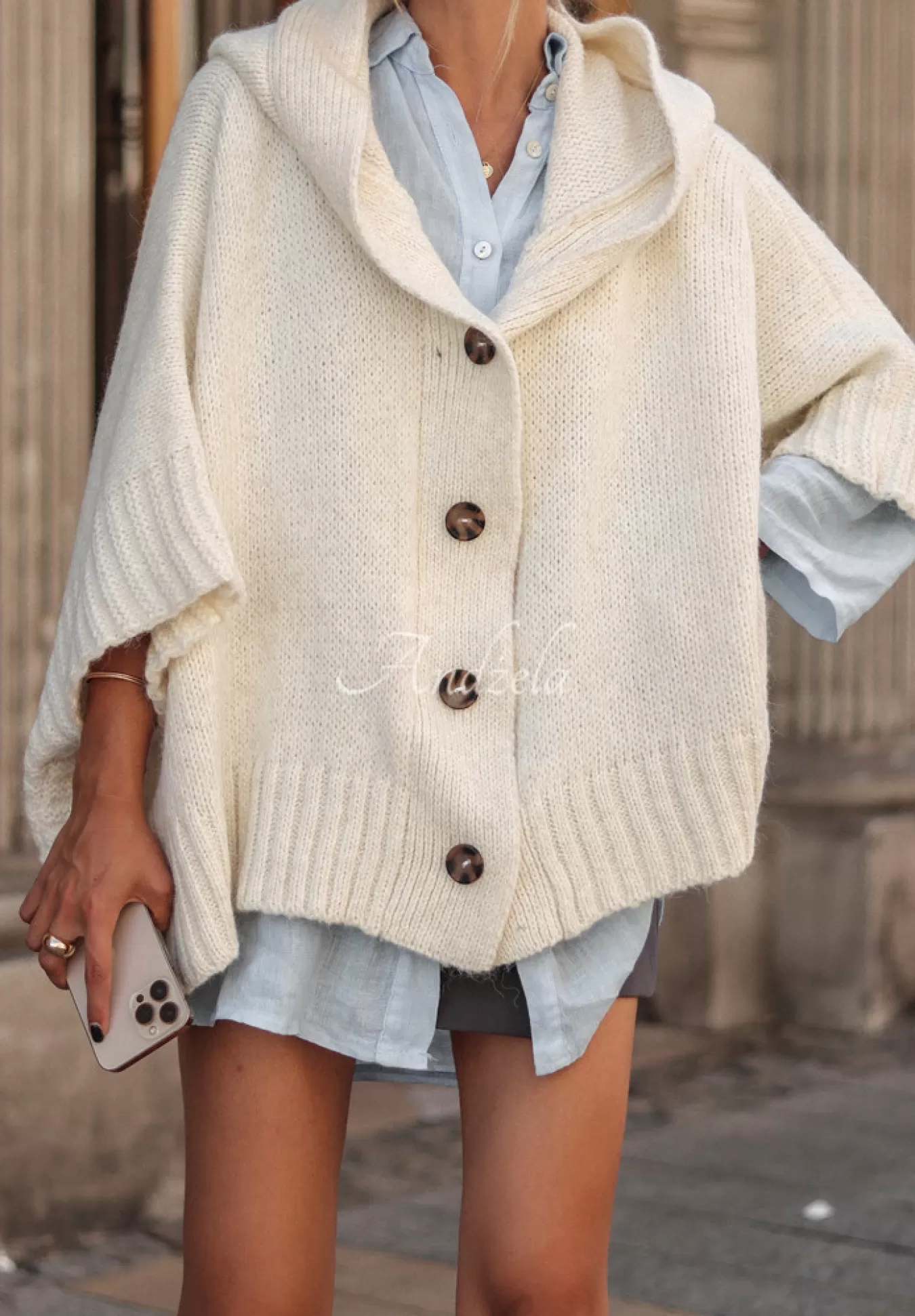 Clearance Rozpinany Kardigan Oversize Cocomore Miracle Happens Ecru Kobieta Kardigany