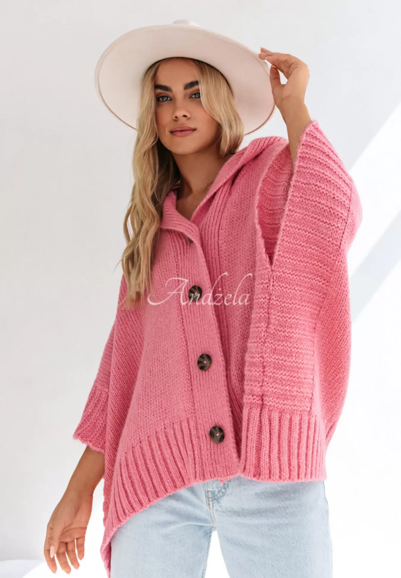Discount Rozpinany Kardigan Oversize Cocomore Miracle Happens Rozowy Kobieta Kardigany